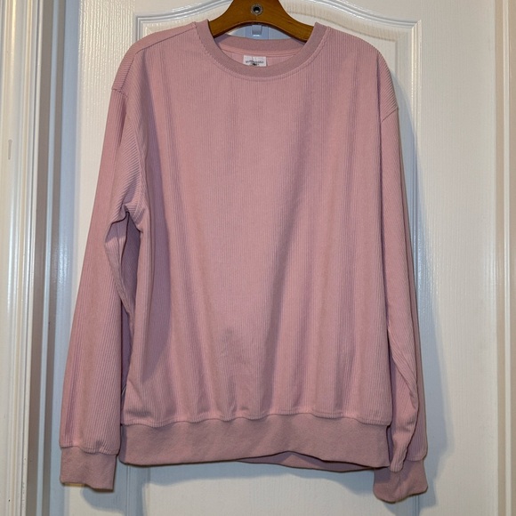 Sunkissed Coconut Light Pink Basic Corduroy Corded Sweatshirt Size Medium NWOT - Picture 2 of 8